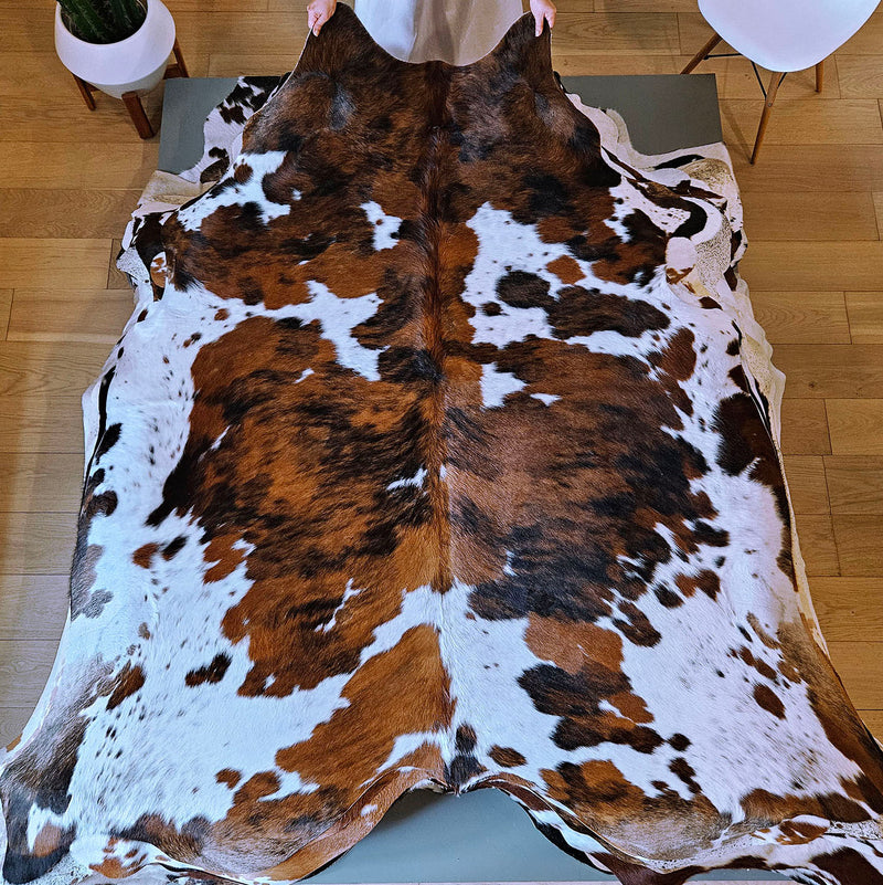 Tricolor Cowhide Rug Size 7'5" L x 6'9" W 7843