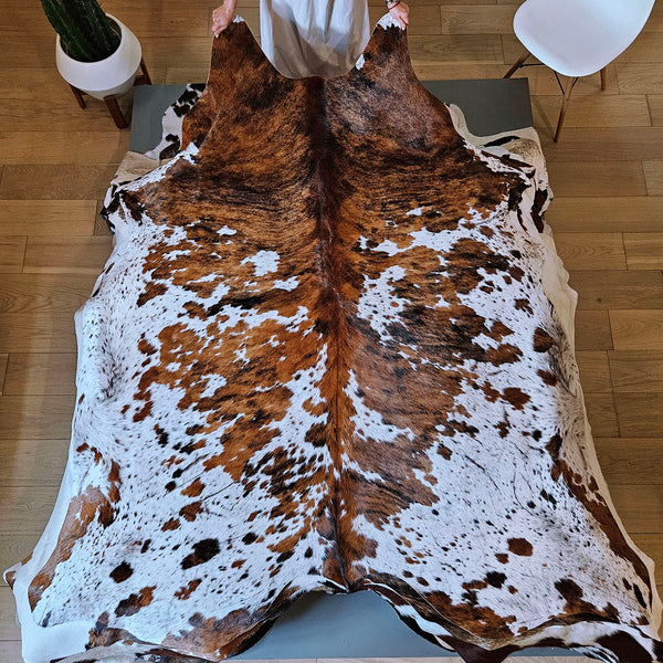 Tricolor Cowhide Rug Size 7'2" L x 7'4" W 7850