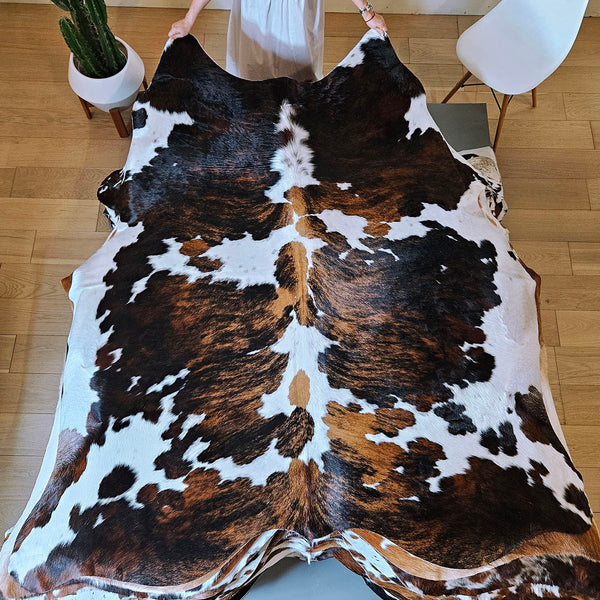 Tricolor Cowhide Rug Size 7'9" L x 6'11" W 7851