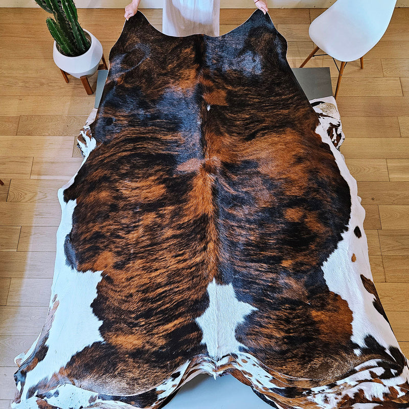 Tricolor Mix Cowhide Rug Size 7'8" L x 7'5" W 7861