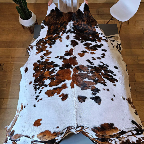 Tricolor Cowhide Rug Size 7'9" L x 7'1" W 7862