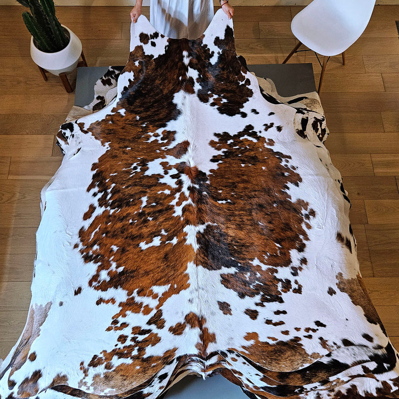 Tricolor Cowhide Rug Size 7'6" L x 6'5" W 7864