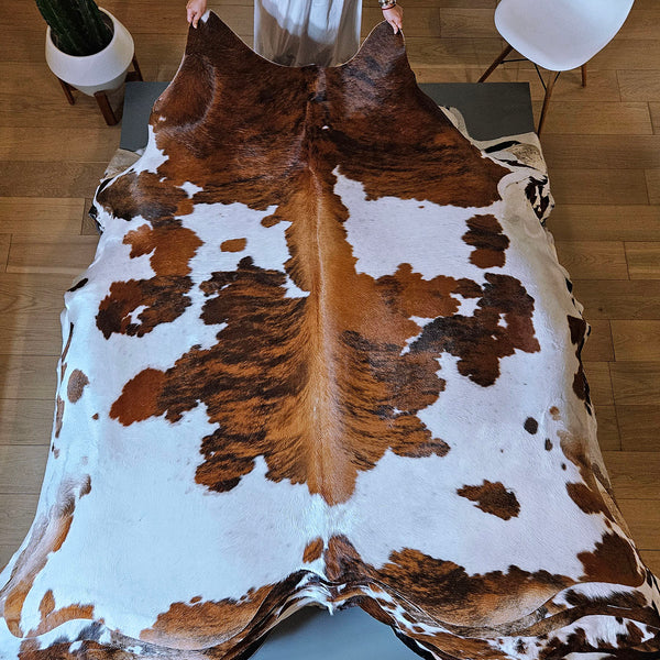 Tricolor Cowhide Rug Size 7'5" L x 6'6" W 7872