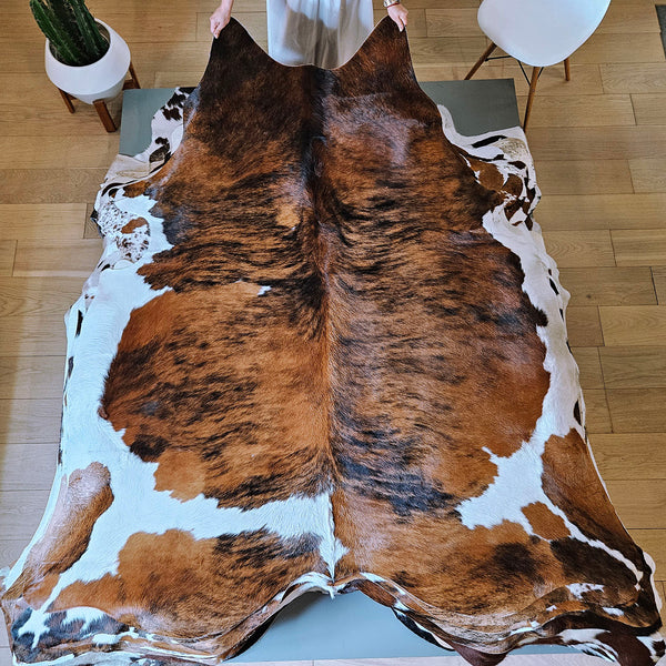 Tricolor Mix Cowhide Rug Size 7'5" L x 6'4" W 7884