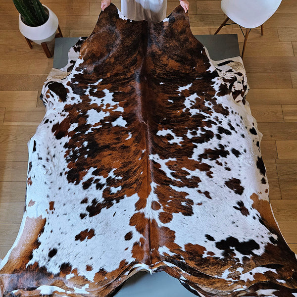 Tricolor Cowhide Rug Size 7'6" L x 7'2" W 7887