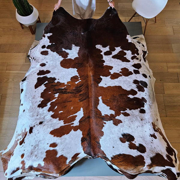 Tricolor Cowhide Rug Size 7'8" L x 7'3" W 7898