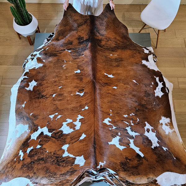 Tricolor Cowhide Rug Size 7'1" L x 6'6" W 7905