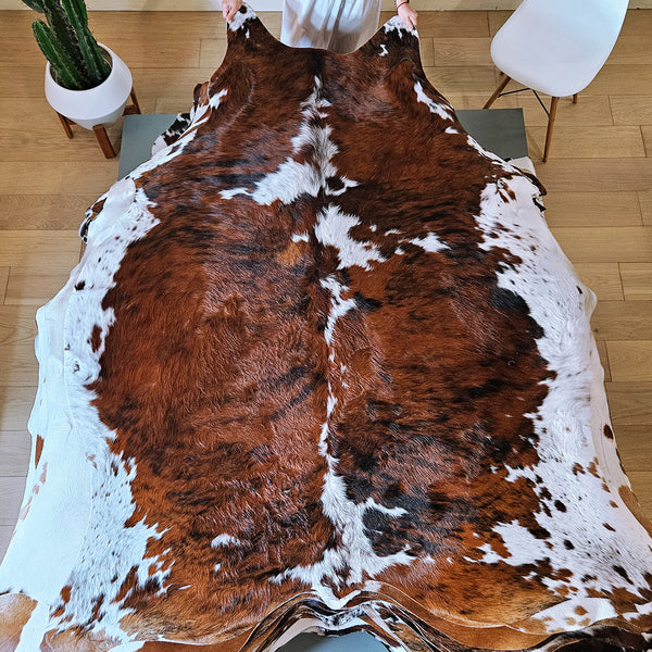 Tricolor Cowhide Rug Size 7'4" L x 5'9" W 7913