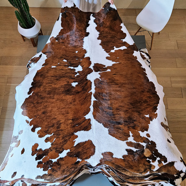 Tricolor Cowhide Rug Size 7'11" L x 7' W 7916