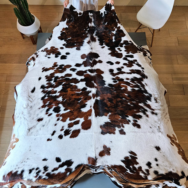 Tricolor Cowhide Rug Size 7'9" L x 7'3" W 7920