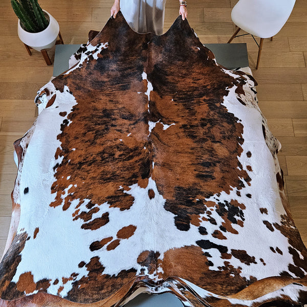 Tricolor Cowhide Rug Size 6'8" L x 6'8" W 7921