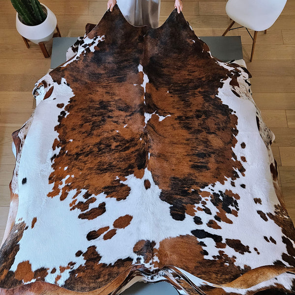 Tricolor Cowhide Rug Size 6'8" L x 6'8" W 7921