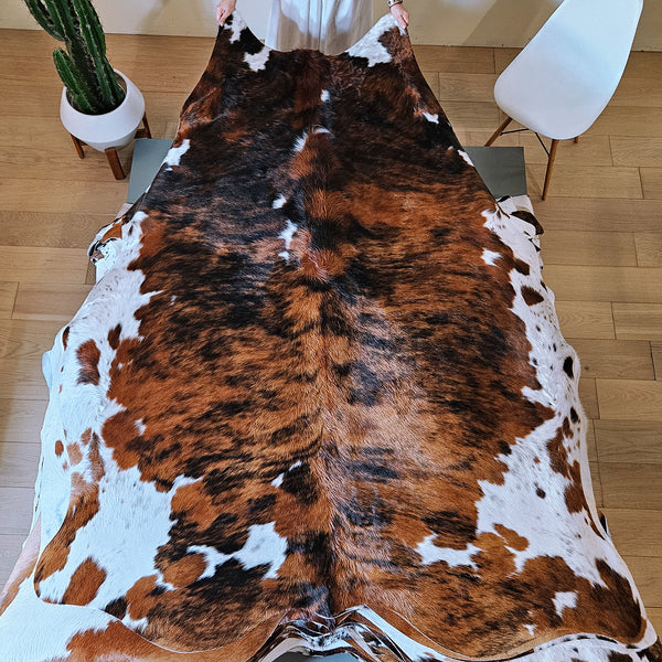 Tricolor Cowhide Rug Size 7'9" L x 6'1" W 7923