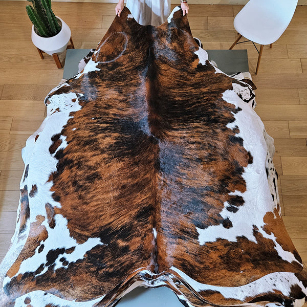 Tricolor Cowhide Rug Size 7'2" L x 6'5" W 7929