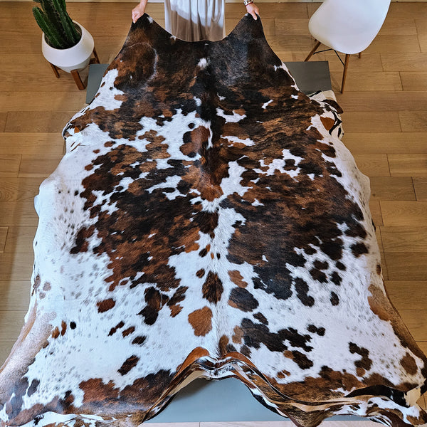 Tricolor Cowhide Rug Size 7'6" L x 7' W 7932