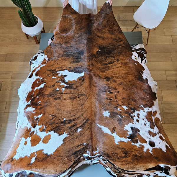 Tricolor Cowhide Rug Size 7'8" L x 7'2" W 7934