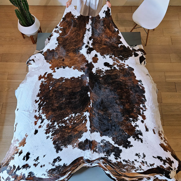 Tricolor Cowhide Rug Size 7'8" L x 6'10" W 7937