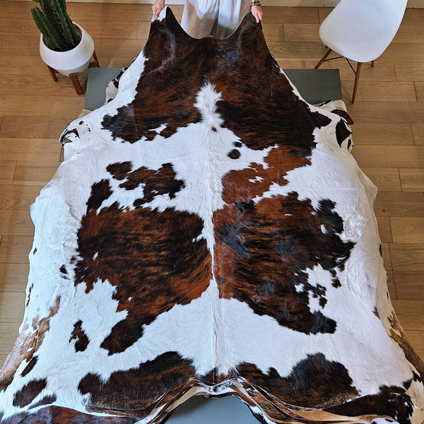 Tricolor Cowhide Rug Size 7'4" L x 6'2" W 7938