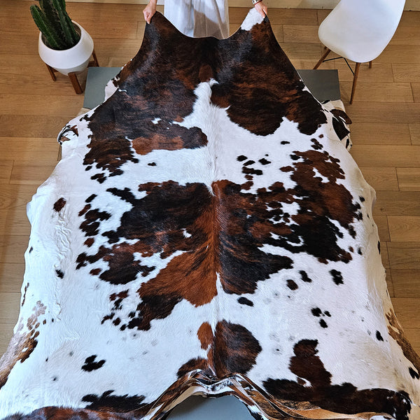 Tricolor Cowhide Rug Size 7'1" L x 7'2" W 7939