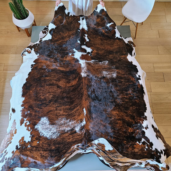 Tricolor Cowhide Rug Size 7'8" L x 7'5" W 7940