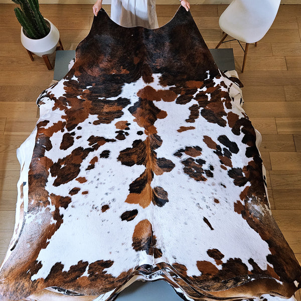 Tricolor Cowhide Rug Size 7'5" L x 6'10" W 7941