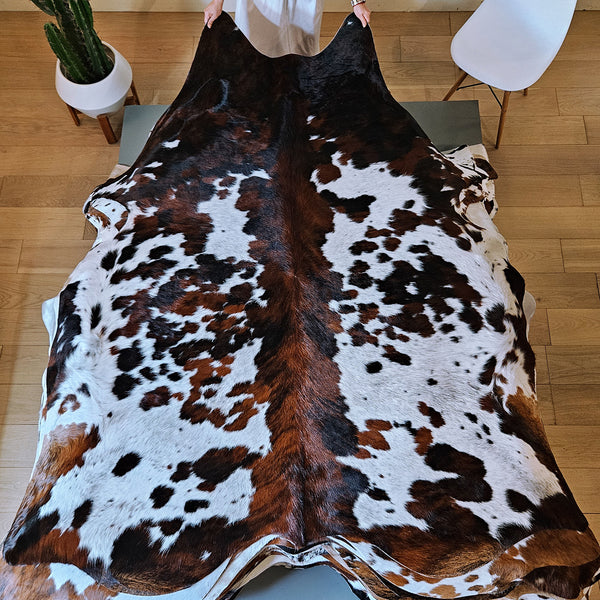 Tricolor Cowhide Rug Size 7'7" L x 7' W 7948