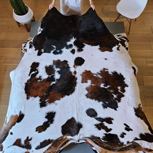 Tricolor Cowhide Rug Size 7' L x 6'10" W 7963