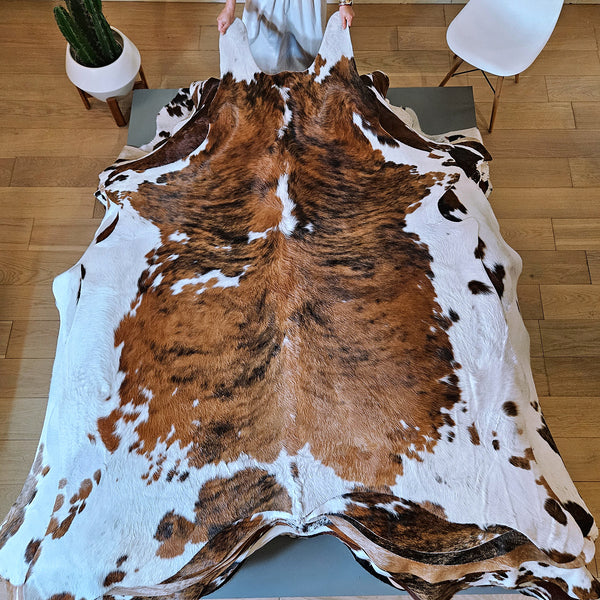 Tricolor Cowhide Rug Size 7'6" L x 6'4" W 7964