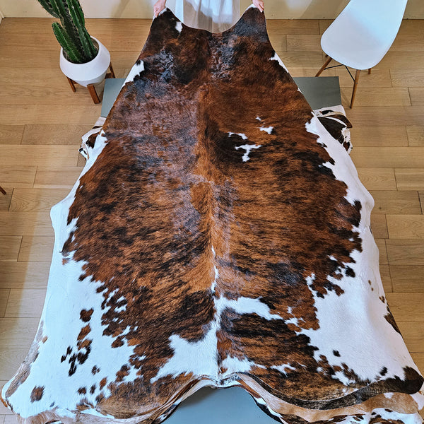 Tricolor Cowhide Rug Size 8' L x 7'3" W 7965