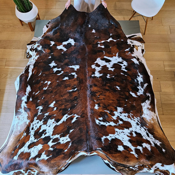 Tricolor Cowhide Rug Size 7'3" L x 6'9" W 7979