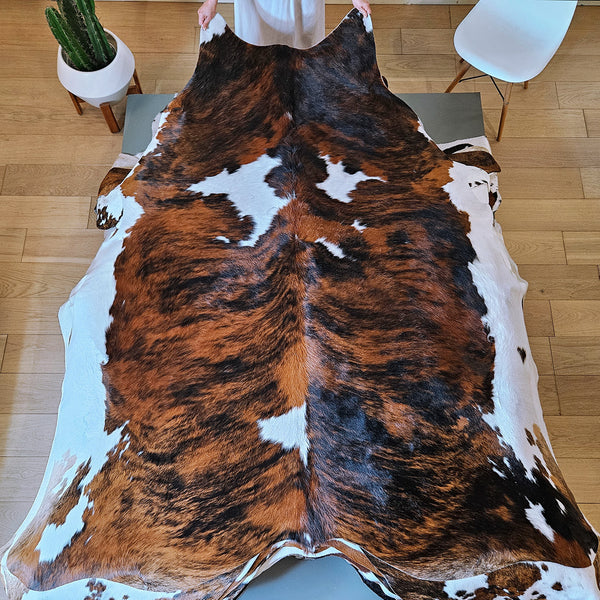 Tricolor Cowhide Rug Size 7'2" L x 6'8" W 7982