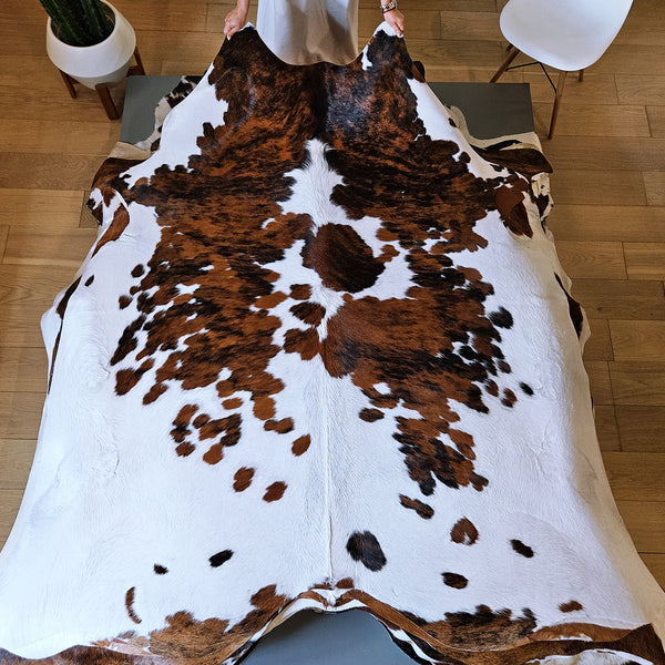 Tricolor Cowhide Rug Size 7'3" L x 6'10" W 7986