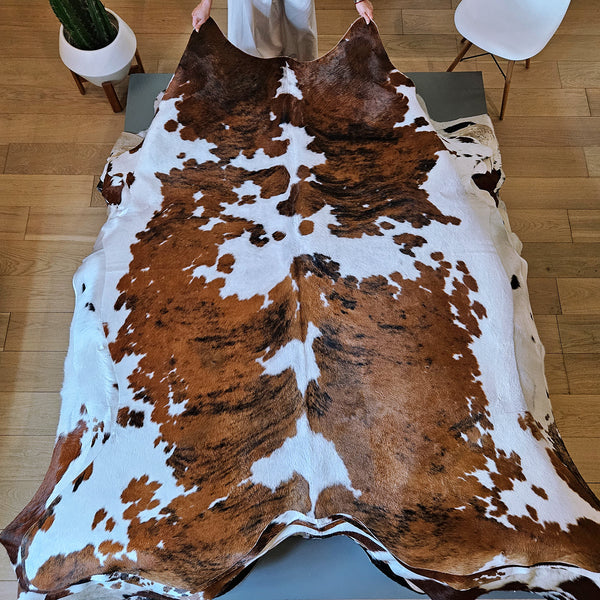 Tricolor Cowhide Rug Size 7'5" L x 6'10" W 7991