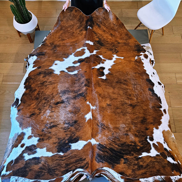 Tricolor Cowhide Rug Size 6'11" L x 6'2" W 8001