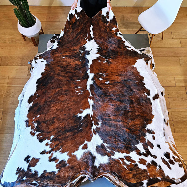 Tricolor Cowhide Rug Size 7'4" L x 6'2" W 8007