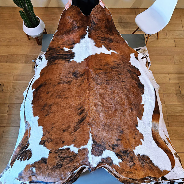 Tricolor Cowhide Rug Size 7'5" L x 6'6" W 8010