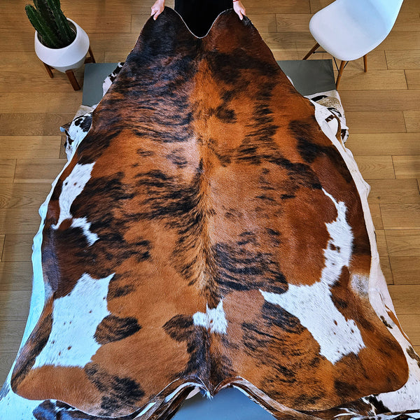 Tricolor Cowhide Rug Size 7'4" L x 6'2" W 8011