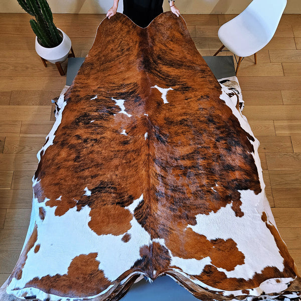 Tricolor Cowhide Rug Size 7'9" L x 6'9" W 8013