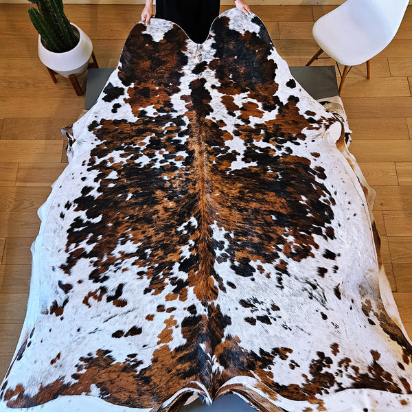 Tricolor Cowhide Rug Size 7'1" L x 6'8" W 8014