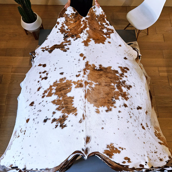 Tricolor Cowhide Rug Size 7'5" L x 6'9" W 8015