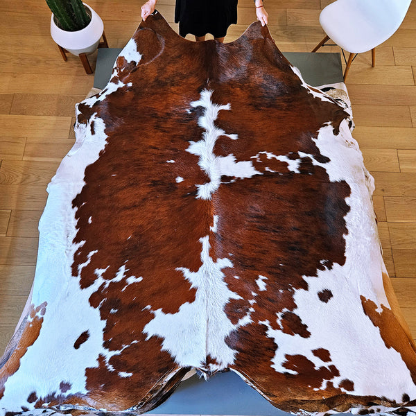 Tricolor Cowhide Rug Size 7'2" L x 6'6" W 8020