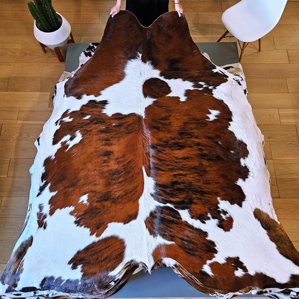 Tricolor Cowhide Rug Size 7'5" L x 6'7" W 8025