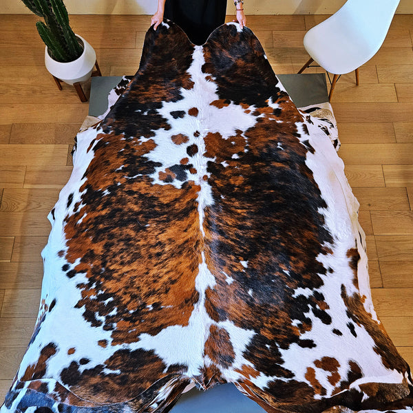 Tricolor Cowhide Rug Size 7'6" L x 6'3" W 8026