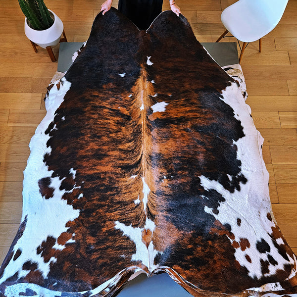 Tricolor Cowhide Rug Size 7'5" L x 6'4" W 8030