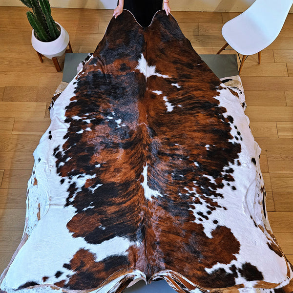 Tricolor Cowhide Rug Size 7'6" L x 6'4" W 8032