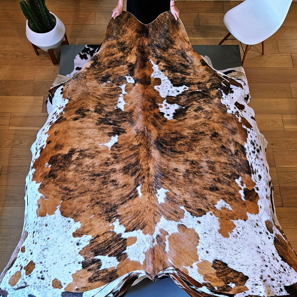 Tricolor Cowhide Rug Size 7'2" L x 6'6" W 8034