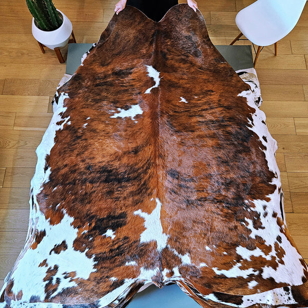 Tricolor Cowhide Rug Size 7'6" L x 6'8" W 8036