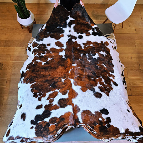 Tricolor Cowhide Rug Size 7'9" L x 7'4" W 8039