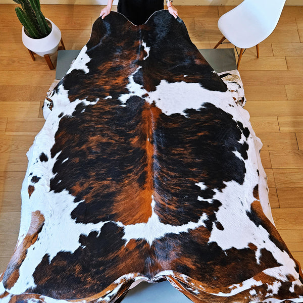 Tricolor Cowhide Rug Size 7'4" L x 6'4" W 8041