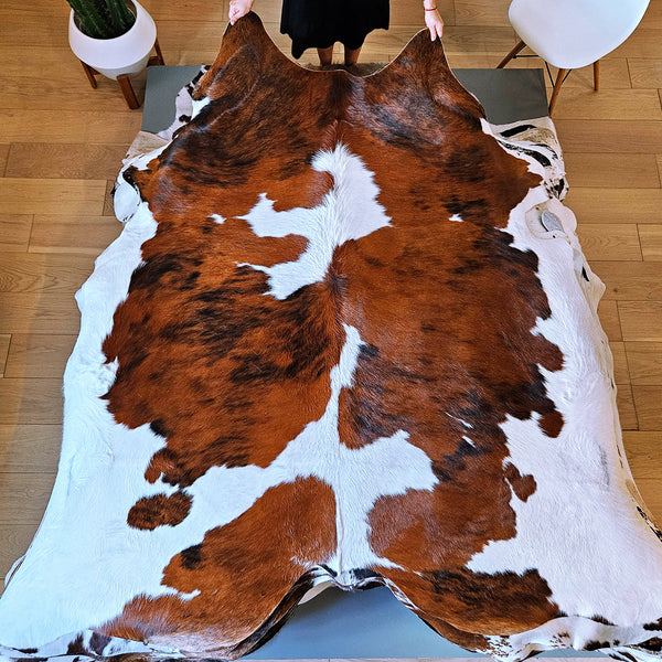 Tricolor Cowhide Rug Size 7'0" L x 6'8" W 8045